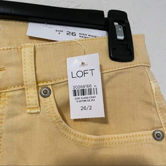 NWT LOFT High Waist Skinny Crop Frayed Hems Jeans Yellow Size‎ 26/2 - Picture 7 of 10